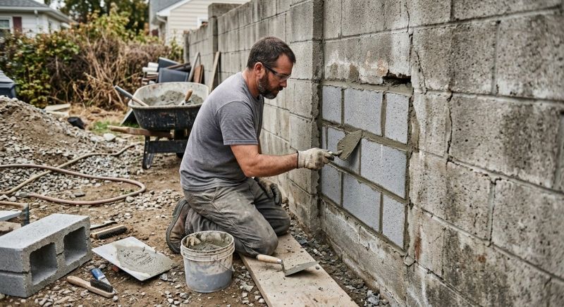 Cinder Block Wall Repair in Bogota, NJ