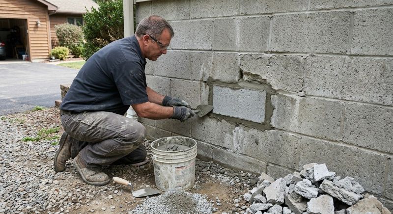 Cinder Block Wall Repair in Irvington, NY